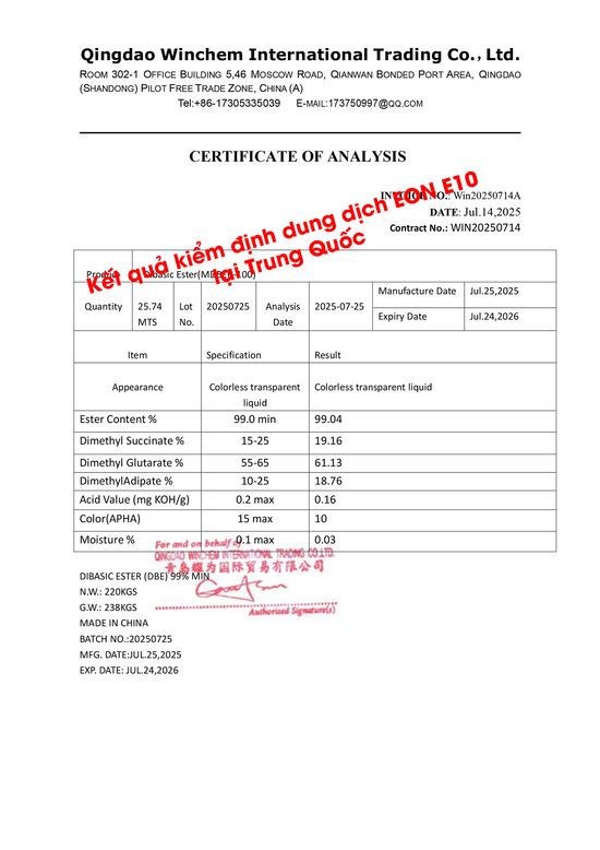COA hợp chất DBE