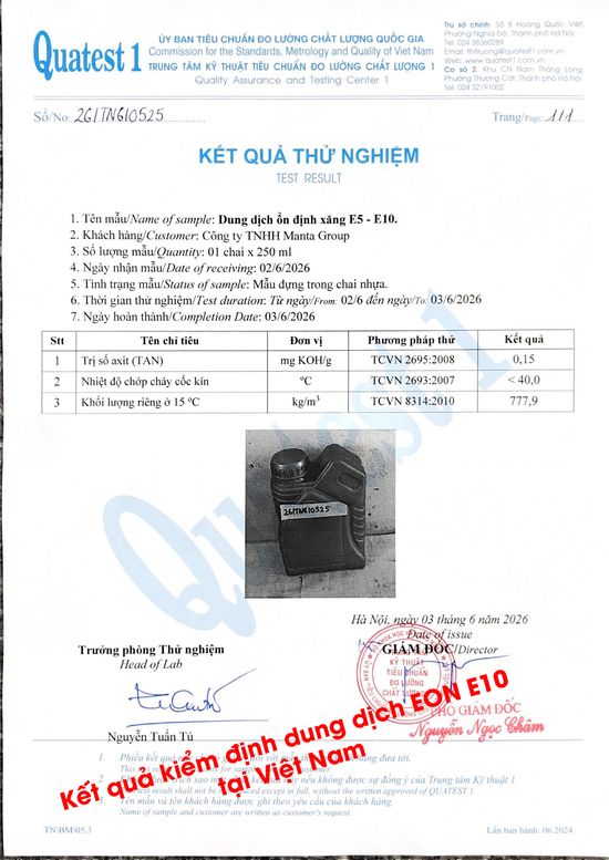 Phiếu thử nghiệm QUATEST 1