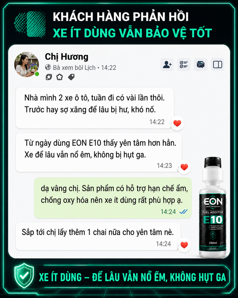 Phản hồi Chị Hương, xe ít dùng